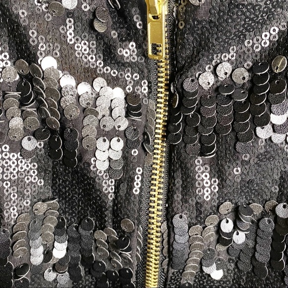 BLACK SWAN Gunmetal Metallic Sequined Mini Party Dress, Size Small - Picture 5 of 10